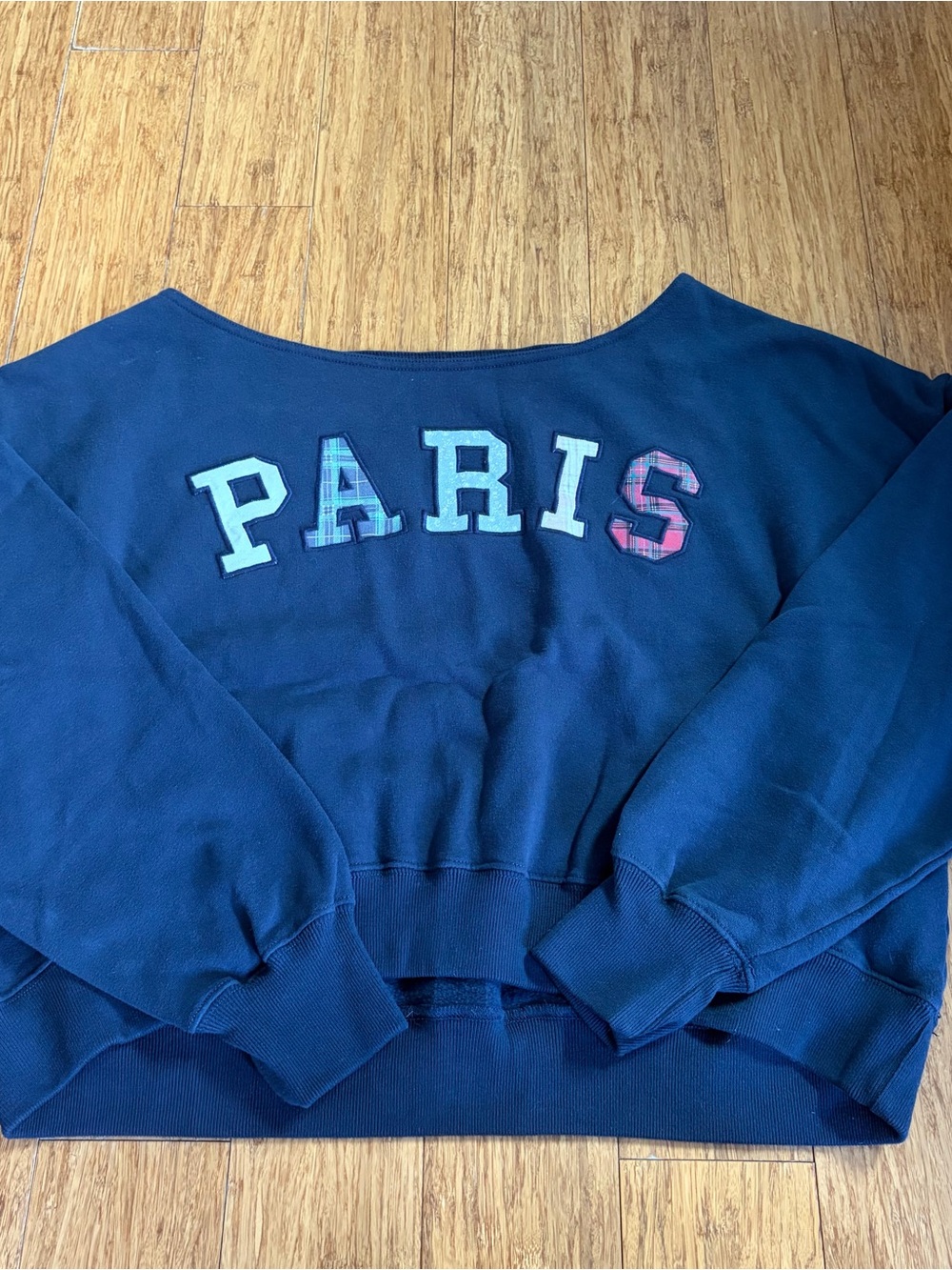 Hollister Navy 'PARIS' Off the Shoulder Sweatshirt